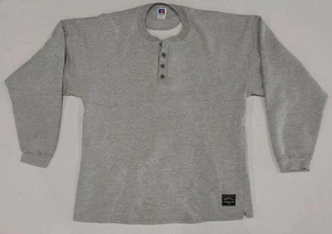 Vintage Russell Athletic Gray Henley Sweatshirt Adult Size Large Made in USA - Picture 1 of 9