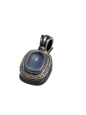 Pingente de prata esterlina com cabo de diamante calcedônia azul DAVID YURMAN - Imagem 1 de 4