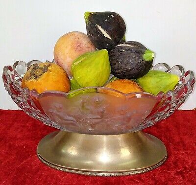 Center Table In Silver And Crystal. Alabaster Fruits. Oriol Punches. Spain. Xxth • 801.63$