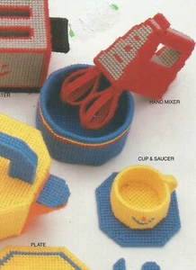Plastic Canvas Patterns Playtime Plate Platter Toaster Mixer Skillet Kettle G35 - Picture 1 of 10