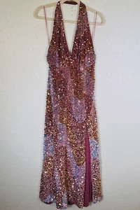 Free People Glitter and Gold Dress Women Medium Sequin Midi Sparkle Event Prom - Picture 1 of 11
