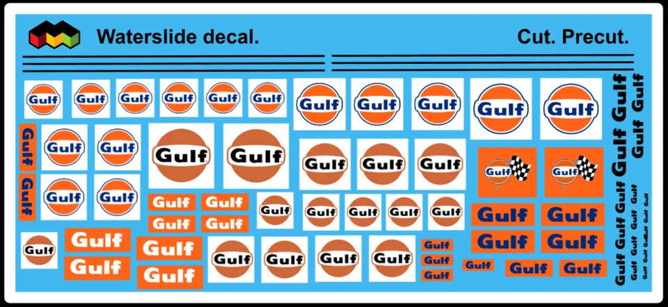 Decals Decals GULF racing 1/43 1/32 1/24 1/8 Water slide petrol scalex - Image 1 of 2