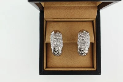 Bvlgari18 kt white gold Diamond Spiga Curved Hoop earrings  - Image 1 of 4
