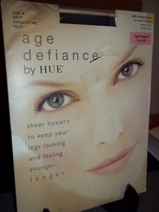 Hue Age Defiance Light Compression Sheer Hosiery Size A Navy Blue - Picture 1 of 3