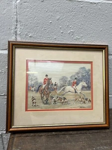 ORIGINAL VINTAGE DM & EM ALDERSON WATERCOLOUR - HUNT SCENE - Picture 1 of 11