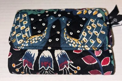 Vera Bradley RFID Riley компактный бумажник очарование новый с Ярлыками лисы птицы - Изображение 1 из 4