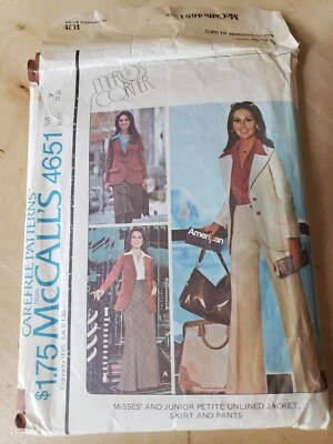 McCalls Pattern #4651 Misses & Jr Unlined Jacket Skirt Pants size 7 -Cut- - Image 1 of 3
