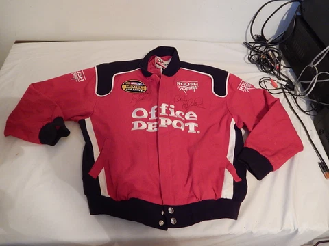 Carl Edwards Autographed Jacket Coat Youth Large Office Depot Nice Cover