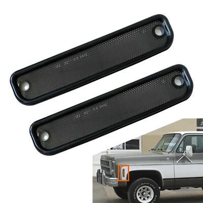 Pair Front Signal Side Marker Lights Smoke Lens For 1973-80 Chevy GMC SUV Pickup - Image 1 of 4