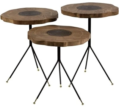 BEKALIVING Cloud Wooden Round Coffee Nesting Tables Set of 3 for Living Room - Image 1 of 4