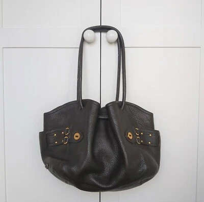 Cole Haan brown pebbled leather shoulder bucket bag Squishy Opens wide VGC - Image 1 of 4