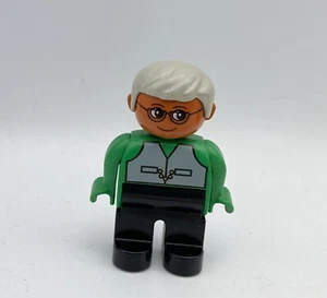 Lego Duplo Juguete Figura De Colección ABUELO Viejo Hombre Gafas Papá Chaleco Afroamericano - Imagen 1 de 2