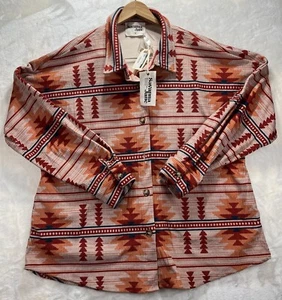 Savanna Jane Womens Tunic Shirt Aztec Shacket Curve Corduroy 1X Ember Kat Ribbed - Picture 1 of 17