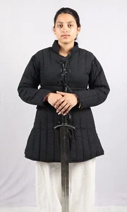 Women Black Gambeson, Padded Gambeson, Renaissance Thick Padded Jacket - Picture 1 of 27