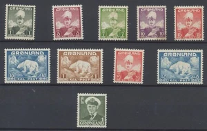 Francobolli Groenlandia 1938 Cristiano X + Orso Polare SG1/7;5a; 6a; MNH CV £89,1 - Foto 1 di 6