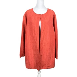 Eileen Fisher 1X Plus Seide Leinen Magnetverschluss offen Langarm Blazer Jacke - Bild 1 von 20