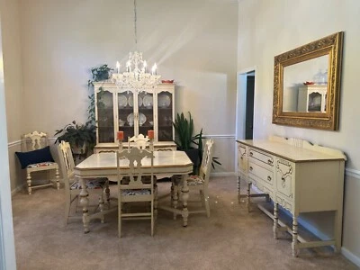 JUEGO DE COMEDOR DE MADERA VINTAGE -10 PIEZAS Foto 1 de 4