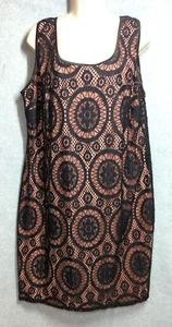 Crochet Dress 2X Tiana B Black Sleeveless Pink Lining Dress Up Or Down Whimsy - Picture 1 of 9