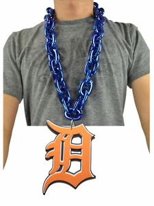 New MLB Detroit Tigers Navy Blue Fan Chain Big Necklace Foam - Picture 1 of 3