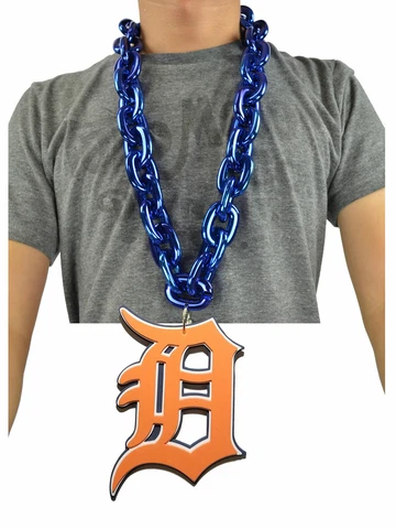 New MLB Detroit Tigers Navy Blue Fan Chain Big Necklace Foam Cover