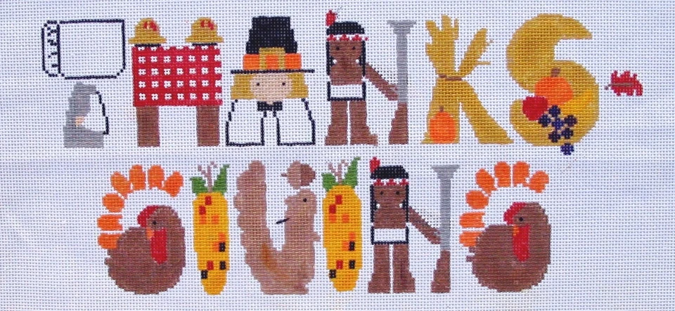 Thanksgiving Hand Painted Needlepoint Canvas - Image 1 of 1