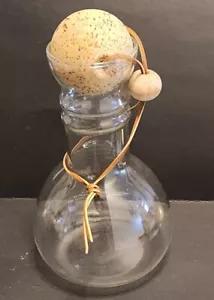 Vintage Wine Carafe Clear Glass Cork Ball Stopper, Perfect Mid Century Decanter - Picture 1 of 8