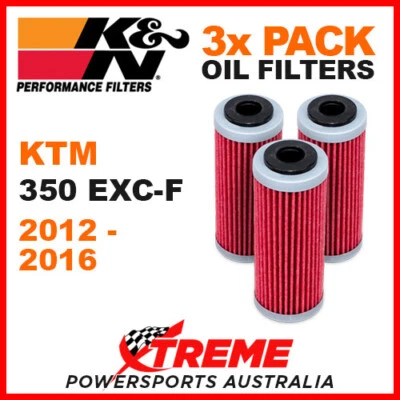 3 PACK K&N KTM 350EXCF 350EXC-F 2012-2023 OIL FILTERS OFF ROAD ENDURO DIRT BIKE - Image 1 of 2