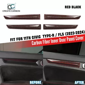 4pcs Real Carbon Fiber Interior Door Panel Trim For 11th Gen Civic Type R FL5 - Picture 1 of 8
