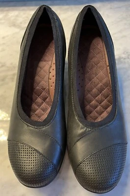 MOZO Gardena Cuña de Cuero Genuino Negro Cómoda Sin Cordones Talla 10 Foto 1 de 4