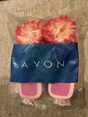 Sandalias Tanga Cuña Vintage Avon Rosa Peonía Flor Talla Mediana 7-8 Selladas Foto 1 de 4