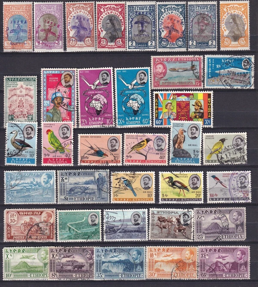 Ethiopia 1929-1967 Air Mail group of 36 stamps MNH, MH,  USED - Image 1 of 1