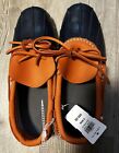 LL Bean Duck Boots NEW W/tags W Size 8 M Salmon Leather Waterproof Rubber Blue