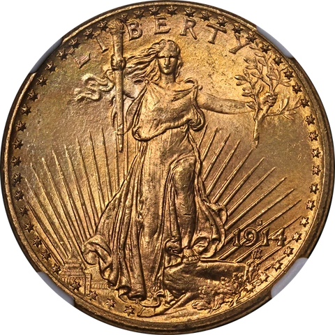 1914-S Saint-Gaudens Gold $20 NGC MS65 Superb Eye Appeal Strong Strike Cover