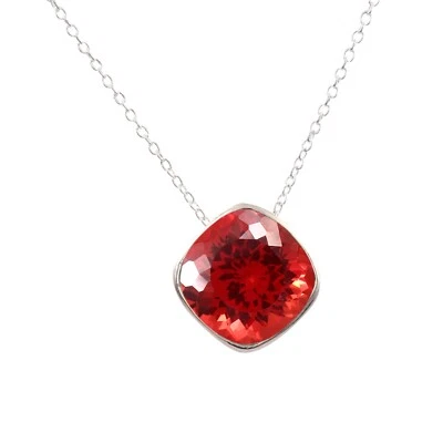 AAA Naturale Padparadscha Zaffiro 925 Pendente Argento Anniversario Natale - Immagine 1 di 4