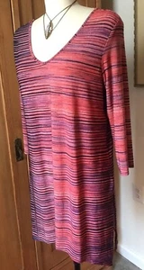 Clara Sun Woo Women's Jersey Stripped V-Neck Tunic Top Size M Retail $75 - Picture 1 of 12