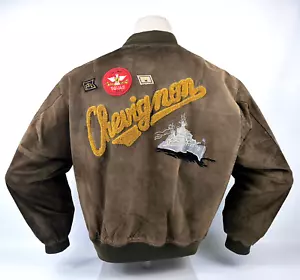 Chaqueta de cuero Chevignon News World marrón marino talla XL (L) gamuza vintage - Imagen 1 de 11