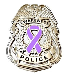Lavender Awareness Ribbon Pin Badge Police Security Sheriff Cause Silver New  - Picture 1 of 4
