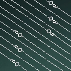 Collar italiano cadena cable corte diamante plata esterlina 925 maciza 1 mm 16" 18" - Imagen 1 de 16