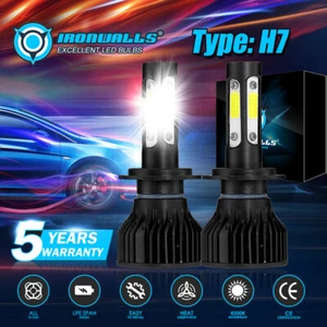 2x 4-sides H7 LED Headlight Kit High Low Beam Bulbs 360000LM White Super Bright - Picture 1 of 12