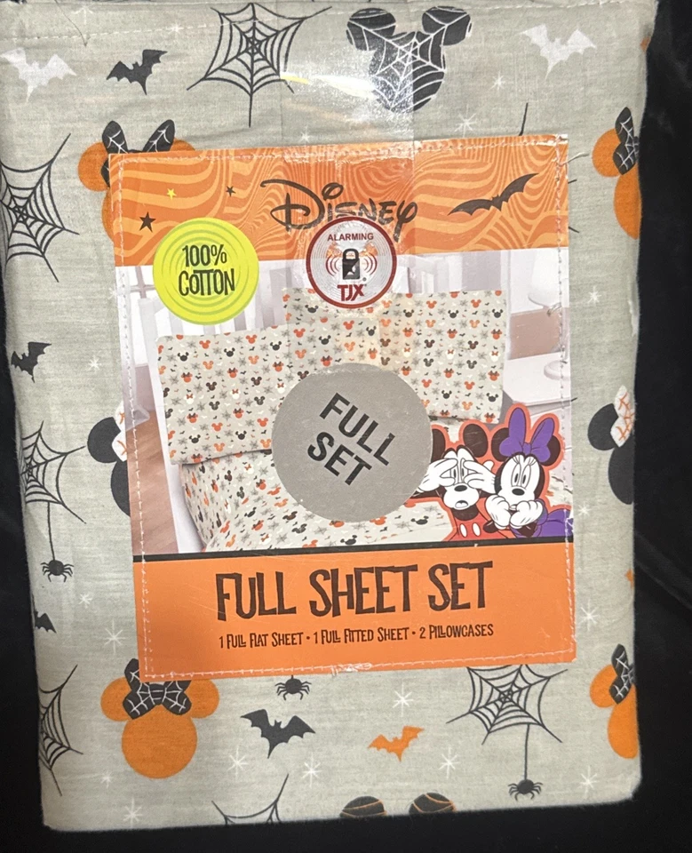 Disney Halloween Full Size Sheet Set Mickey Mouse & Minnie Mouse