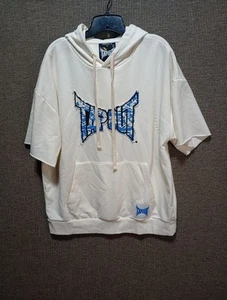 TAPOUT Men’s Forever 21 Short Sleeve Logo Hooded White Pullover Size Large  - Picture 1 of 13