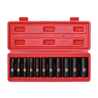11PCS 1/2" Drive Deep Impact Socket Set, 6-Point, CR-V, 11 Pieces 1/2-Inch SA... - Image 1 of 4
