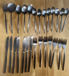 OXFORD HALL BRITTANY BLACK ACCENT FLATWARE STAINLESS CHOICE FORK KNIFE SPOON - Picture 1 of 1