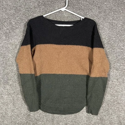 Suéter a Rayas KUHL Bella Para Mujer Mediano Marrón Verde Bloques de Color Tejido Pullover Foto 1 de 4