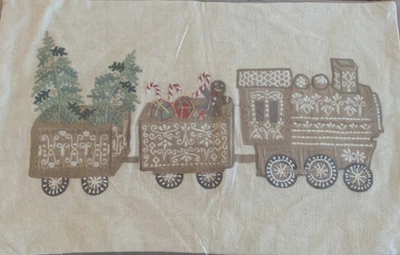 Pottery Barn Gingerbread Train Embroidered Lumbar Pillow Cover 16" x 26"   NIP - Image 1 of 3