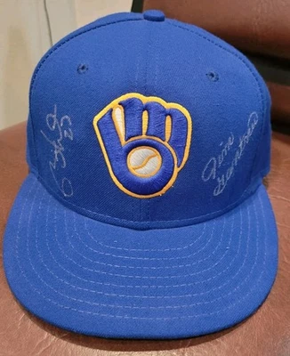 Milwaukee Brewers duel Signed Authentic Hat By Rickie Weeks & Jim Gantner 7 1/2 - Image 1 of 4