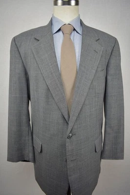 1995-2004 Corbin Gray/Blue Windowpane Check Wool Two Button Two Pc Suit Sz: 46R - Image 1 of 4