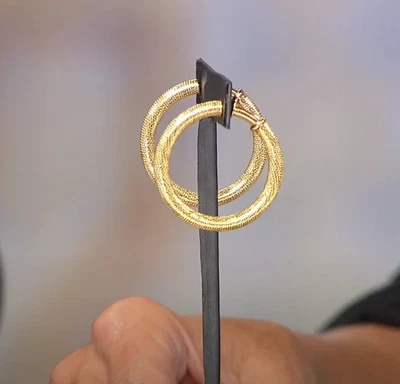 Brincos de argola tubular texturizado bronze Bellezza 1-1/2" - Imagem 1 de 2