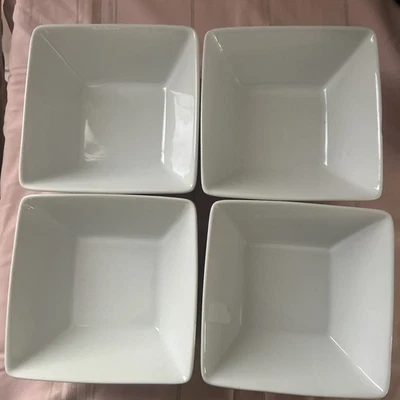 Better Homes & Gardens White Porcelain Square Bowls Lot Of 4 Cereal Soup Salad - Image 1 of 4
