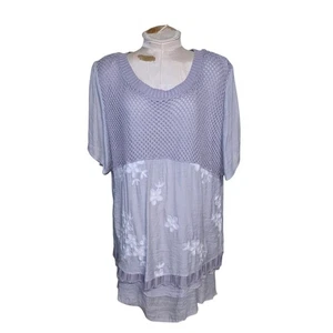 SIMPLY COUTURE floral layered short sleeve gray blouse top Size 3X NWT - Picture 1 of 5